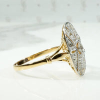 Diamond Spangled 18ct & Platinum Oval Ring