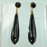 Long Pendulum Jet Earrings in Gold