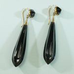 Long Pendulum Jet Earrings in Gold