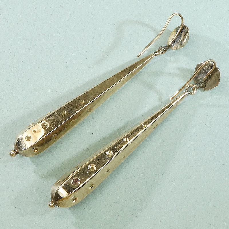 Dimpled Gold 19thc Pendulous Earrings