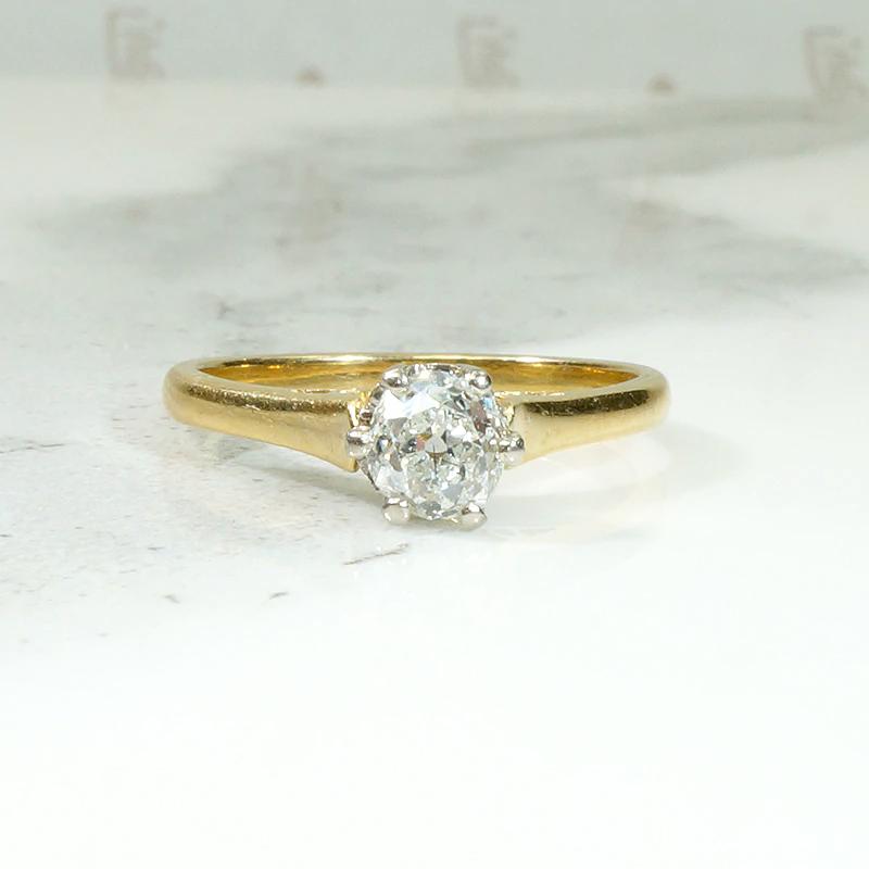 Sparkling Old Mine Cupcake Diamond Solitaire Ring