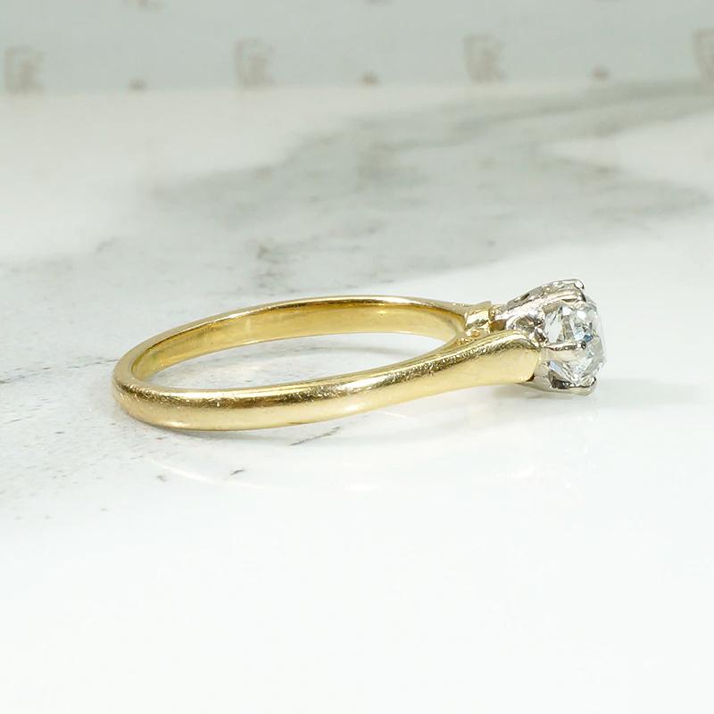 Sparkling Old Mine Cupcake Diamond Solitaire Ring