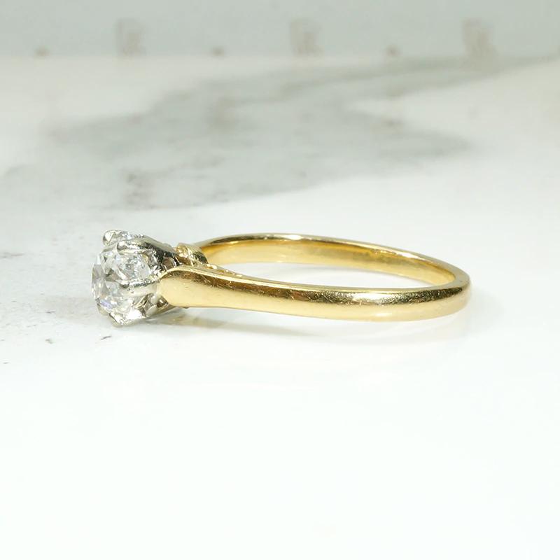 Sparkling Old Mine Cupcake Diamond Solitaire Ring
