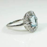 Platinum Aquamarine and Diamond Vintage Ring