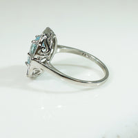 Platinum Aquamarine and Diamond Vintage Ring