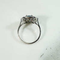 Platinum Aquamarine and Diamond Vintage Ring