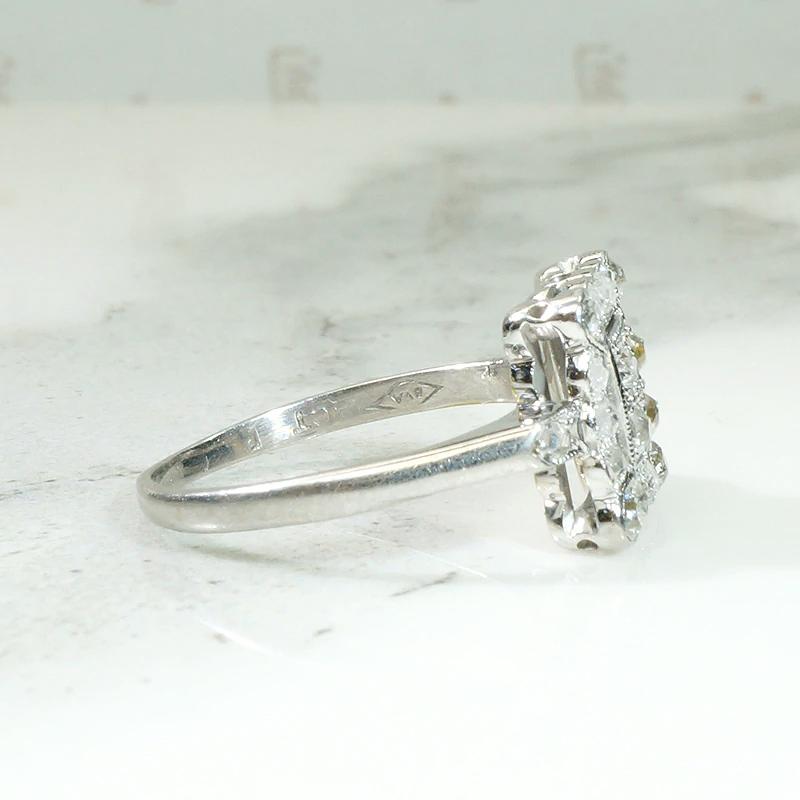 Petite Diamond Spangled Art Deco Square Ring