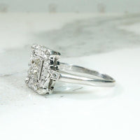 Petite Diamond Spangled Art Deco Square Ring