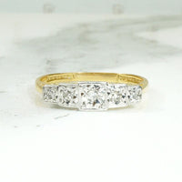 Unusual Stepped Platinum & 18ct Diamond Band