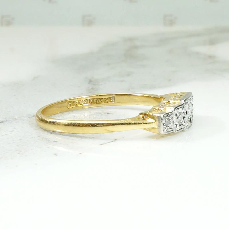 Unusual Stepped Platinum & 18ct Diamond Band