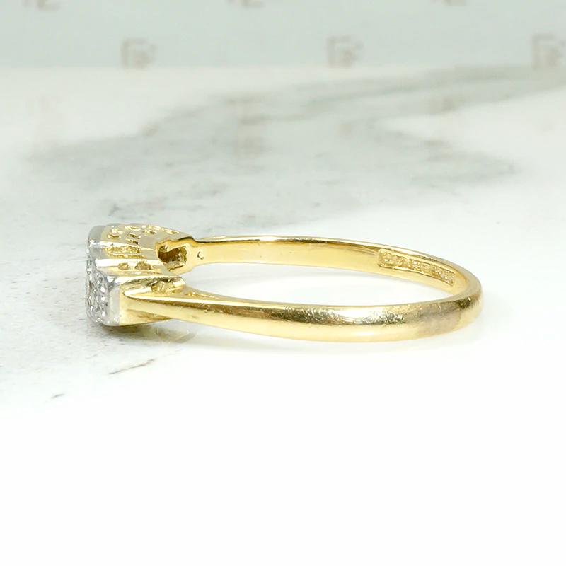 Unusual Stepped Platinum & 18ct Diamond Band
