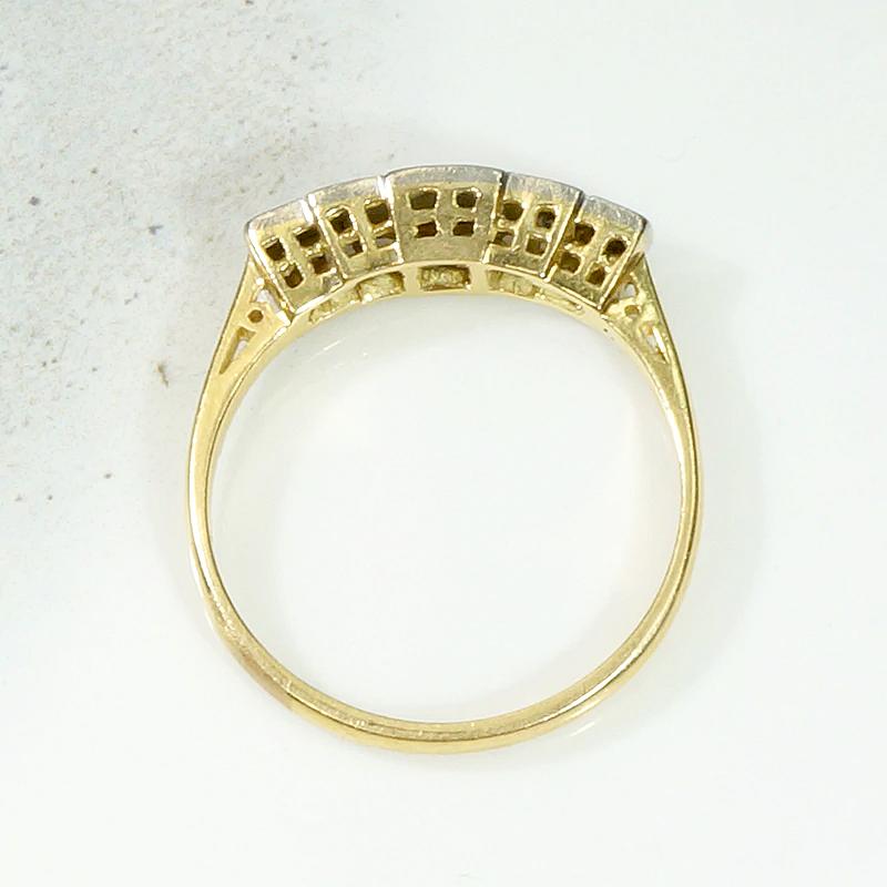 Unusual Stepped Platinum & 18ct Diamond Band