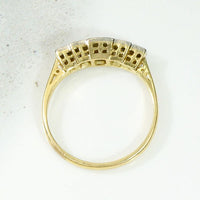 Unusual Stepped Platinum & 18ct Diamond Band