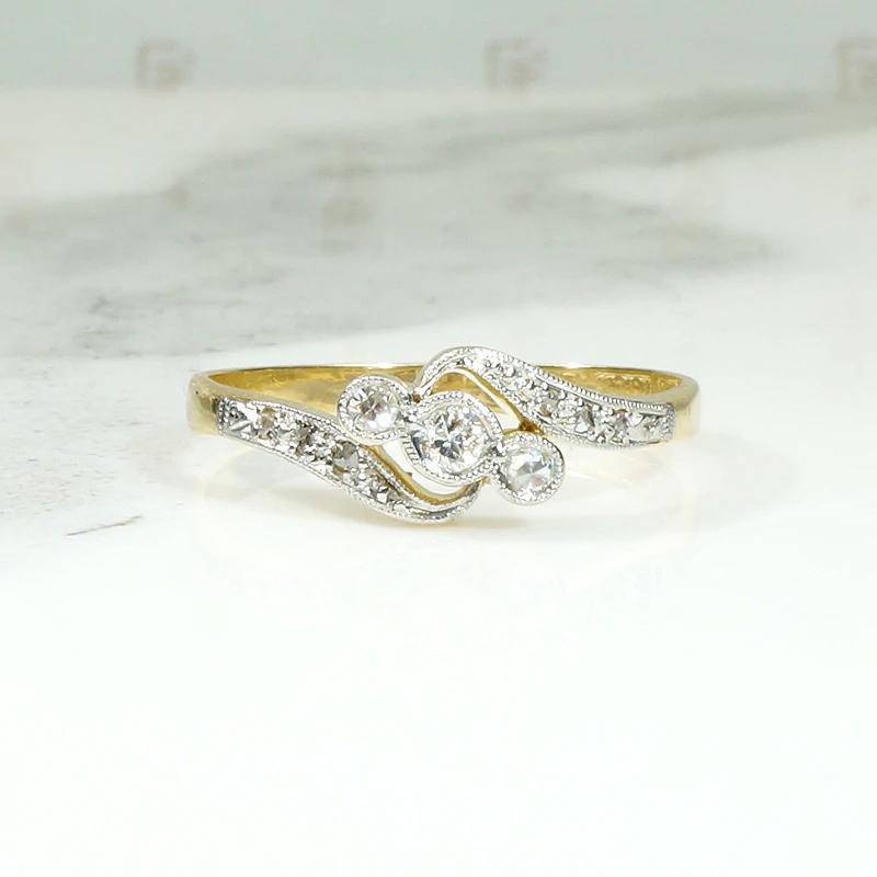 Exquisite Little Diamond Crossover Ring in Platinum & 18ct