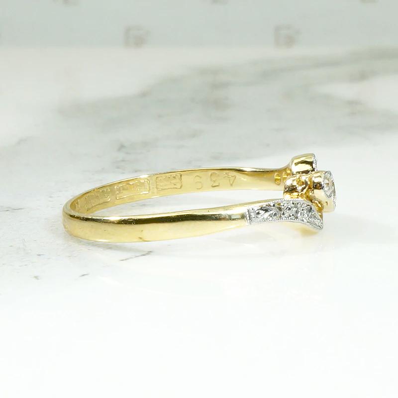 Exquisite Little Diamond Crossover Ring in Platinum & 18ct