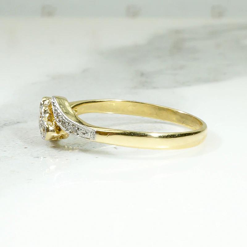 Exquisite Little Diamond Crossover Ring in Platinum & 18ct