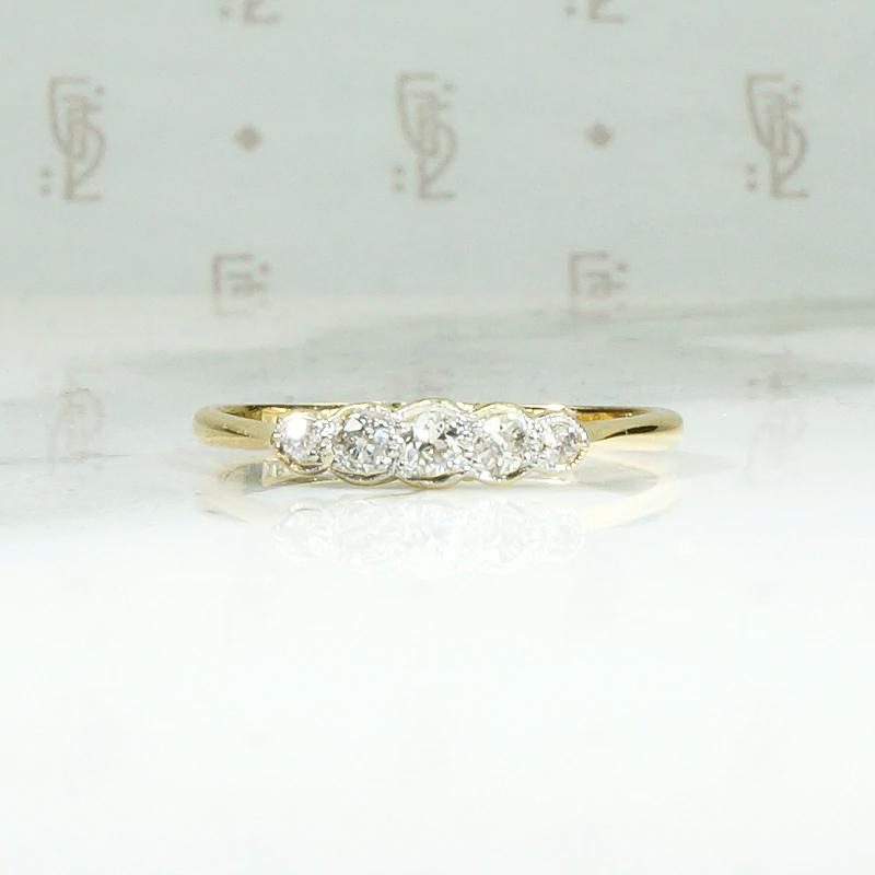 Dainty Edwardian Old Mine Cut Diamond Band