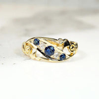 English Sapphire & Diamond Set 18ct Jaunty Band