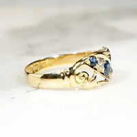 English Sapphire & Diamond Set 18ct Jaunty Band