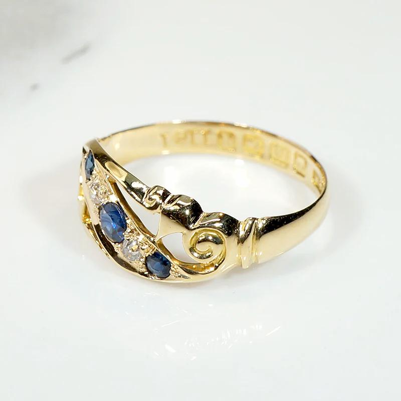 English Sapphire & Diamond Set 18ct Jaunty Band