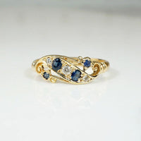 Jaunty Sapphire & Diamond Set 18ct Flourish Band