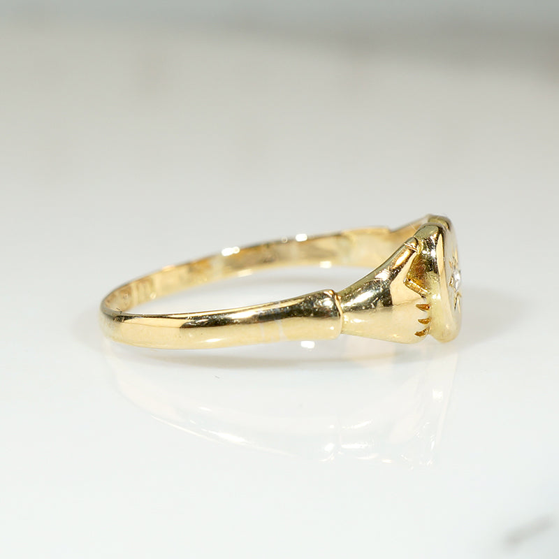 Unusual Edwardian 18ct & Diamond Claddagh Band