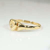 Unusual Edwardian 18ct & Diamond Claddagh Band