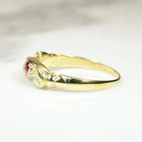 English Diamond & Ruby Flourished 18ct Band
