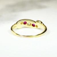 English Diamond & Ruby Flourished 18ct Band