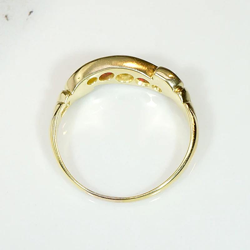 English Diamond & Ruby Flourished 18ct Band