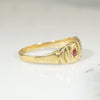English Sculpted 18ct Gold Diamond & Ruby Band