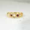 Crisp Antique 15ct Band with Garnets & Pearls