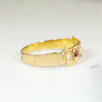 Crisp Antique 15ct Band with Garnets & Pearls