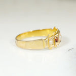 Crisp Antique 15ct Band with Garnets & Pearls