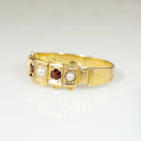 Crisp Antique 15ct Band with Garnets & Pearls