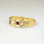 Crisp Antique 15ct Band with Garnets & Pearls