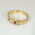 Crisp Antique 15ct Band with Garnets & Pearls