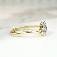 Starry Sapphire Blossom Antique Crossover Ring