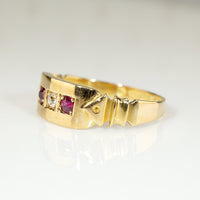 Chic Victorian 18ct Band with Diamond & Ruby