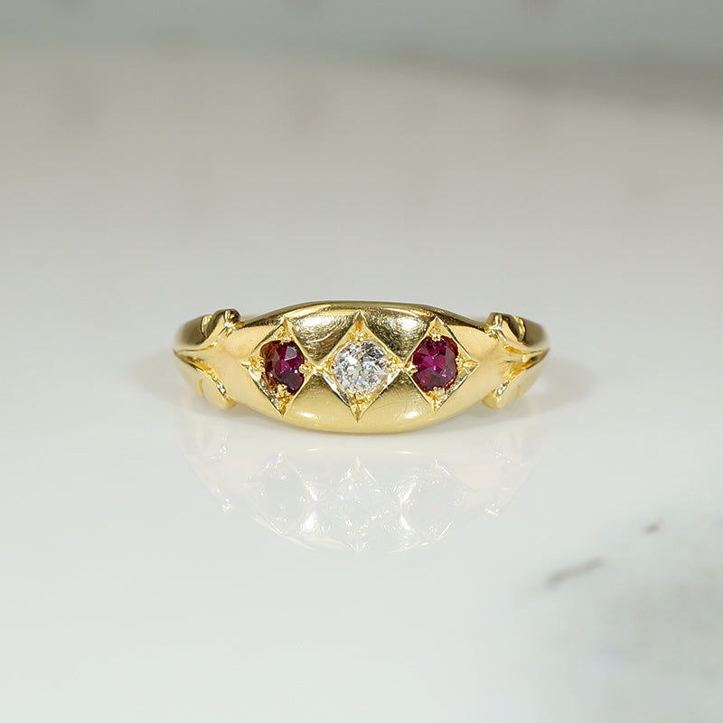 Lovely London Diamond & Ruby Band in 18ct
