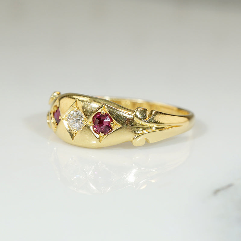 Lovely London Diamond & Ruby Band in 18ct