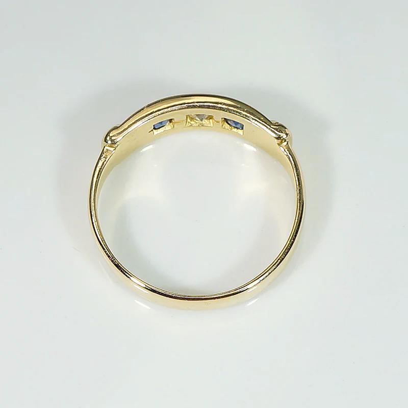 Geometric Diamond & Sapphire English 18ct Band