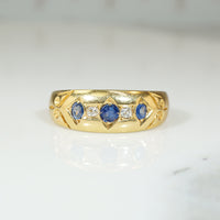 Endearing Edwardian Sapphire & Diamond 18ct Band