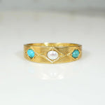 Exquisite Antique Pearl & Turquoise Band in 18ct Gold