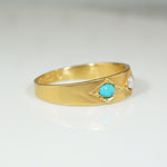Exquisite Antique Pearl & Turquoise Band in 18ct Gold