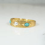 Exquisite Antique Pearl & Turquoise Band in 18ct Gold