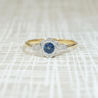 Sapphire & Diamond Blossom Platinum on 18ct Ring