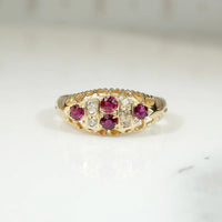 English 18ct Belcher Band with Rubies & Rose Cuts