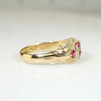 English 18ct Belcher Band with Rubies & Rose Cuts