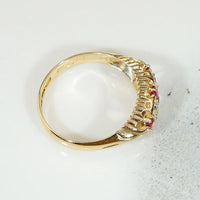 English 18ct Belcher Band with Rubies & Rose Cuts